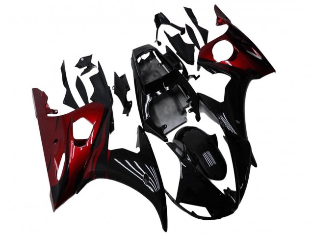 Lojas Kits Carenagem Moto Yamaha YZF R6 2003-2004 - Preto Brilhante Vermelho
