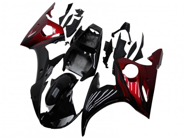 Lojas Kits Carenagem Moto Yamaha YZF R6 2003-2004 - Preto Brilhante Vermelho