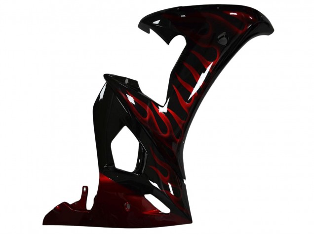 Lojas Carenagem Moto Yamaha YZF R6 2003-2004 - Preto Brilhante Vermelho Chama