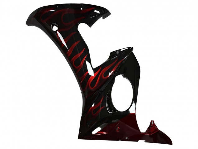 Lojas Carenagem Moto Yamaha YZF R6 2003-2004 - Preto Brilhante Vermelho Chama