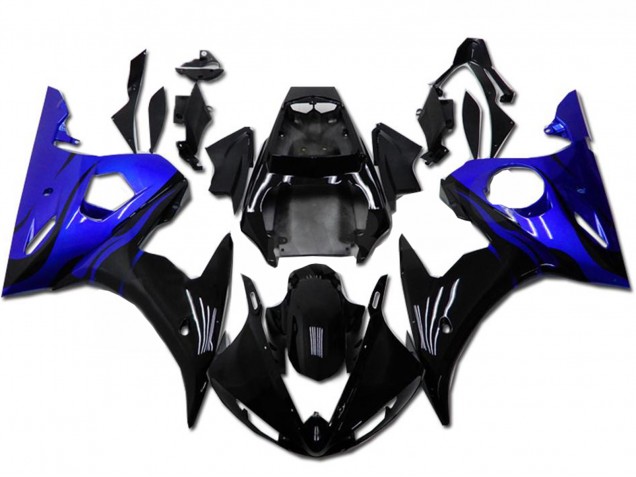 Lojas Kits Carenagem Moto Yamaha YZF R6 2003-2004 - Azul Preto Brilhante