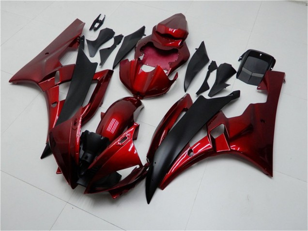 Lojas Kits Carenagem Moto Yamaha YZF R6 2006-2007 - Vermelho Preto Fosco