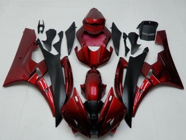 Lojas Kits Carenagem Moto Yamaha YZF R6 2006-2007 - Vermelho Preto Fosco