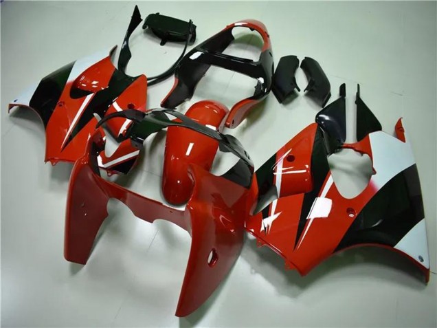 Lojas Carenagens Moto Kawasaki ZX6R 2000-2002 - Branco Vermelho Preto Brilhante