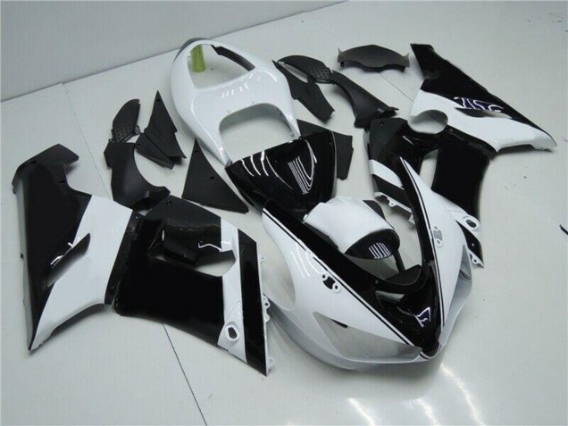 Lojas Carenagens Moto Kawasaki ZX6R 2005-2006 - Branco Preto Brilhante