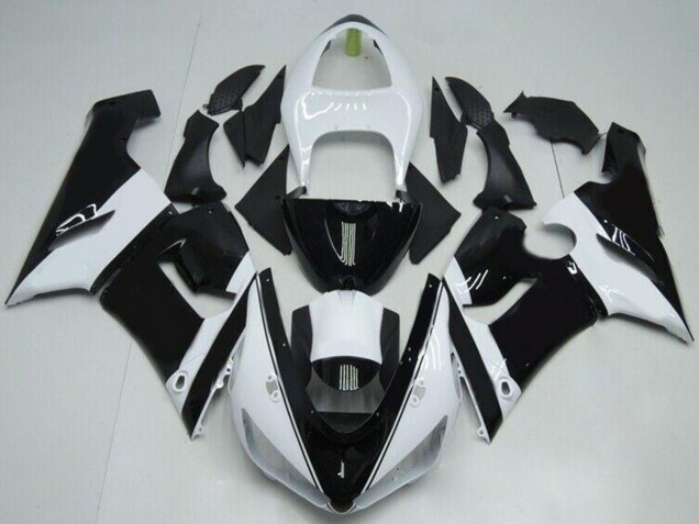 Lojas Carenagens Moto Kawasaki ZX6R 2005-2006 - Branco Preto Brilhante
