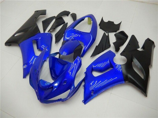 Lojas Carenagens Moto Kawasaki ZX6R 2005-2006 - Azul Preto Fosco