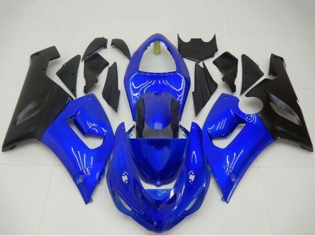 Lojas Carenagens Moto Kawasaki ZX6R 2005-2006 - Azul Preto Fosco