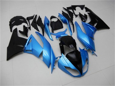 Lojas Carenagens Moto Kawasaki ZX6R 2009-2012 - Azul Claro Preto Brilhante