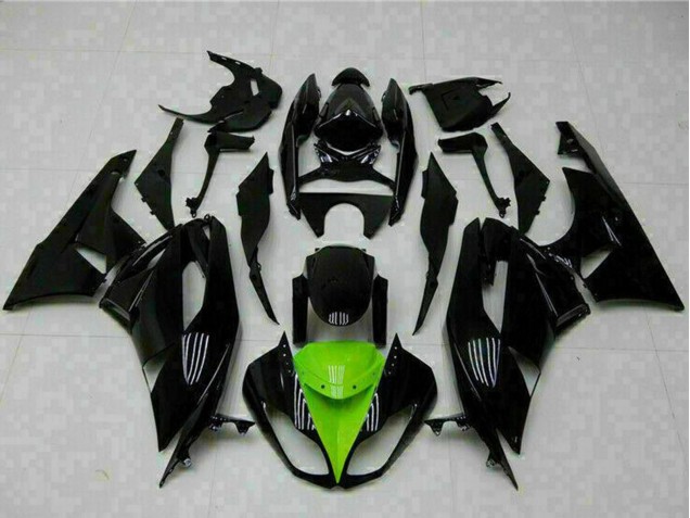 Lojas Carenagens Moto Kawasaki ZX6R 2009-2012 - Preto Brilhante Verde