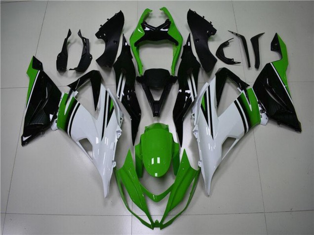 Lojas Carenagens Moto Kawasaki ZX6R 2013-2018 - Verde Branco Preto Brilhante