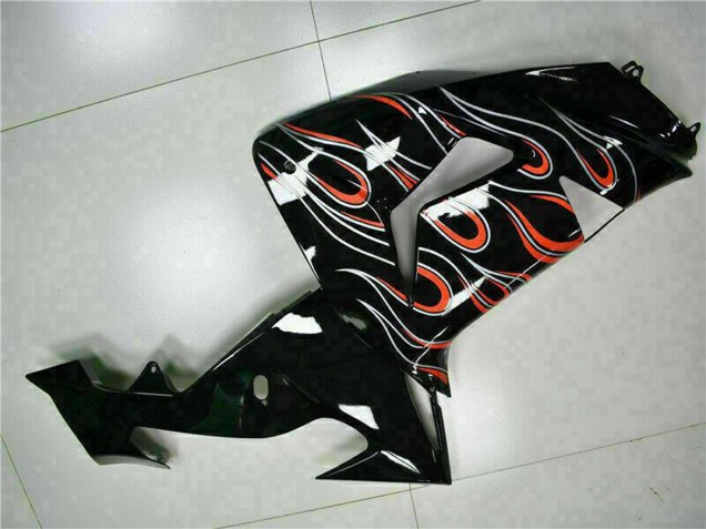 Lojas Kits Carenagem Moto Kawasaki ZX10R 2006-2007 - Preto Brilhante Vermelho Chama
