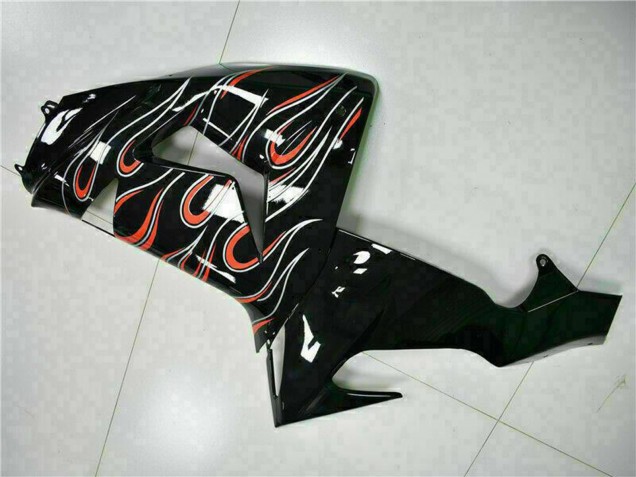 Lojas Kits Carenagem Moto Kawasaki ZX10R 2006-2007 - Preto Brilhante Vermelho Chama
