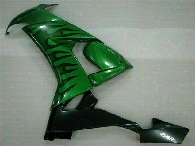 Lojas Carenagens Moto Kawasaki ZX10R 2008-2010 - Preto Brilhante Verde Chama