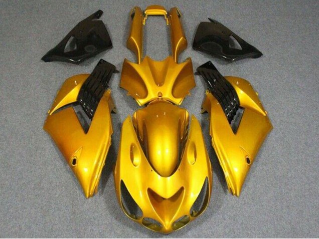 Lojas Carenagens Moto Kawasaki ZX14R ZZR1400 2006-2011 - Ouro Preto Brilhante
