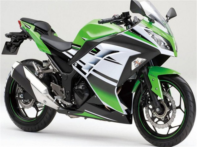 Lojas Carenagens Moto Kawasaki Ninja 300 EX300R 2013-2024 - Verde Branco Preto Listra