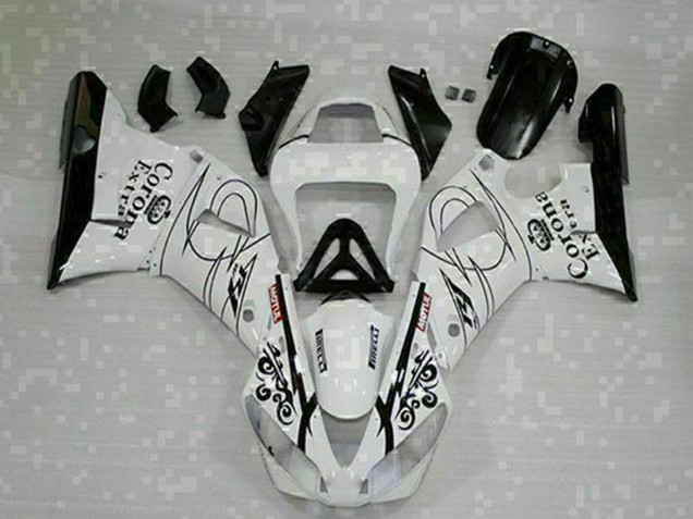 Lojas Carenagens Moto Yamaha YZF R1 2000-2001 - Branco Preto Corona Extra