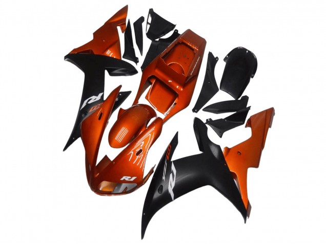Lojas Carenagens Moto Yamaha YZF R1 2002-2003 - Laranja Preto Fosco