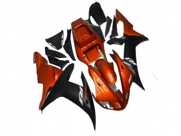 Lojas Carenagens Moto Yamaha YZF R1 2002-2003 - Laranja Preto Fosco