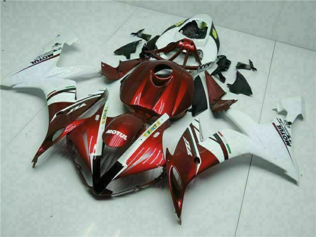 Lojas Carenagens Moto Yamaha YZF R1 2004-2006 - Branco Vermelho Amarelo Motul 46