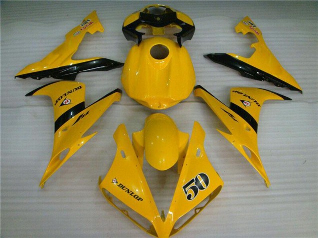 Lojas Carenagens Moto Yamaha YZF R1 2004-2006 - Amarelo Preto Brilhante Dunlop 50