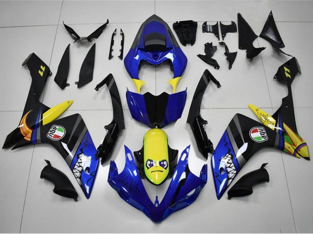 Lojas Carenagens Moto Yamaha YZF R1 2007-2008 - Azul Amarelo Preto Tubarão