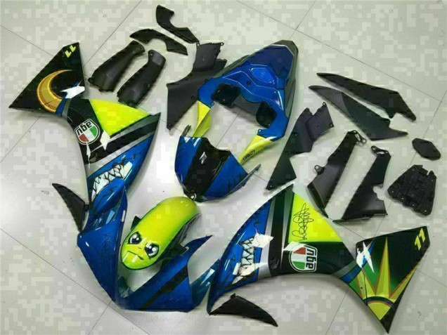 Lojas Carenagens Moto Yamaha YZF R1 2009-2011 - Azul Amarelo Tubarão
