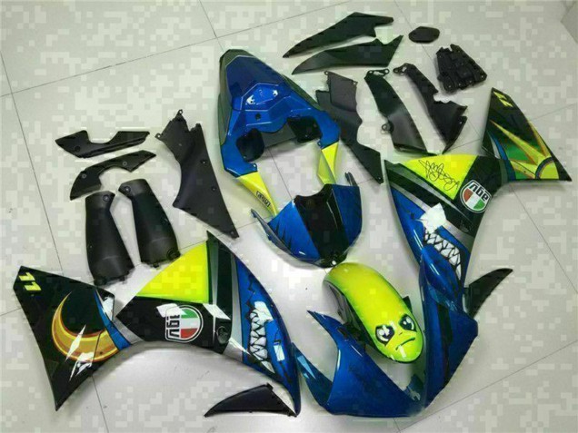 Lojas Carenagens Moto Yamaha YZF R1 2009-2011 - Azul Amarelo Tubarão