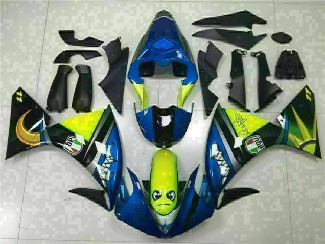 Lojas Carenagens Moto Yamaha YZF R1 2009-2011 - Azul Amarelo Tubarão