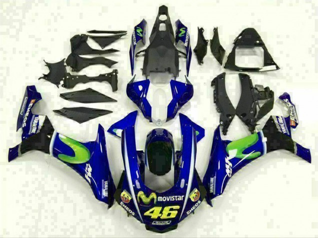 Lojas Carenagens Moto Yamaha YZF R1 2015-2019 - Azul Prata Preto Verde MoviStar