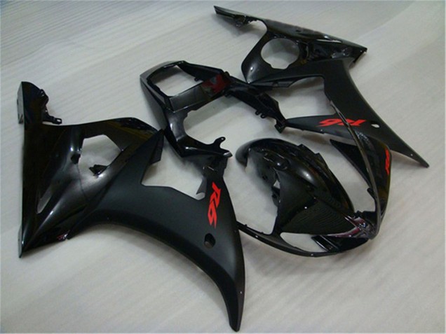 Lojas Carenagens Moto Yamaha YZF R6 2003-2004 - Preto Brilhante Preto Fosco Vermelho Decalques