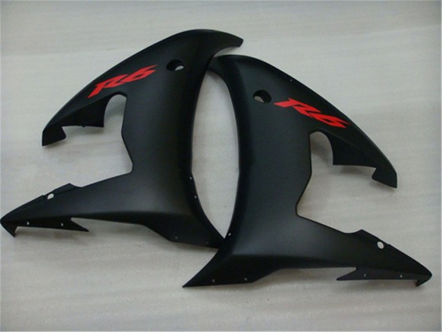 Lojas Carenagens Moto Yamaha YZF R6 2003-2004 - Preto Brilhante Preto Fosco Vermelho Decalques
