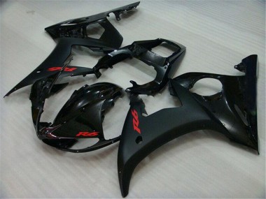 Lojas Carenagens Moto Yamaha YZF R6 2003-2004 - Preto Brilhante Preto Fosco Vermelho Decalques