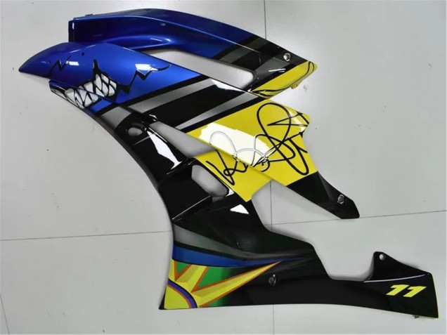 Lojas Carenagens Moto Yamaha YZF R6 2006-2007 - Azul Amarelo Preto Brilhante Tubarão