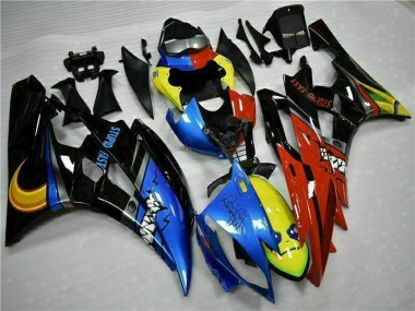 Lojas Carenagens Moto Yamaha YZF R6 2006-2007 - Amarelo Azul Vermelho Preto Brilhante Tubarão