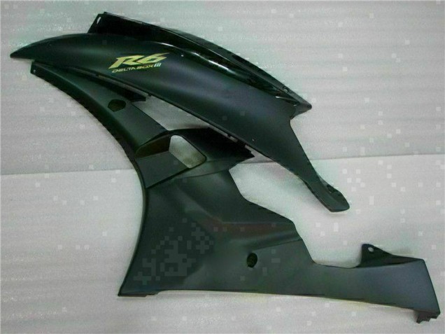 Lojas Carenagens Moto Yamaha YZF R6 2006-2007 - Preto Brilhante Preto Fosco Ouro Decalques