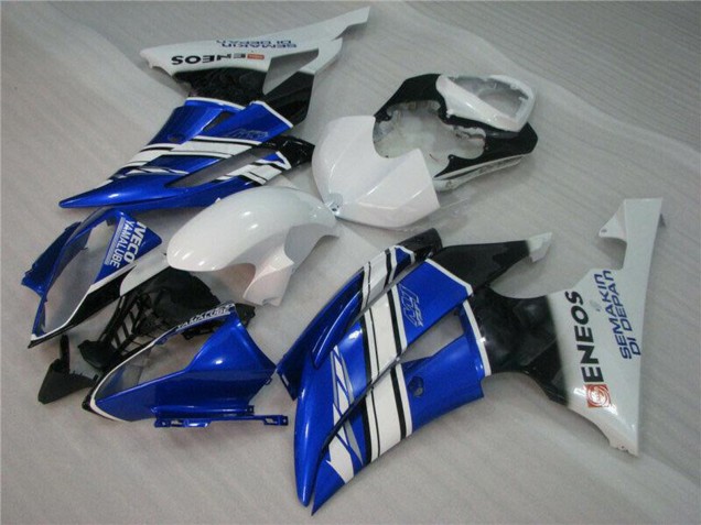 Lojas Carenagens Moto Yamaha YZF R6 2008-2016 - Branco Azul Preto ENEOS Semakin Didepan