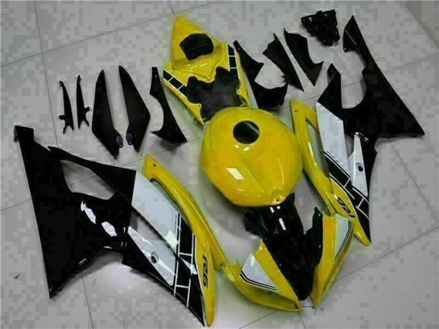 Lojas Carenagens Moto Yamaha YZF R6 2008-2016 - Amarelo Branco Preto Brilhante