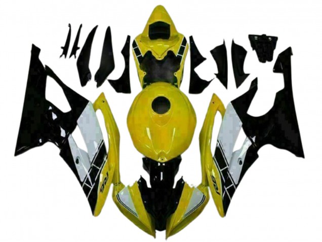 Lojas Carenagens Moto Yamaha YZF R6 2008-2016 - Amarelo Branco Preto Brilhante