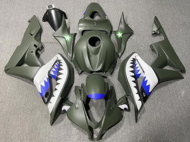 Lojas Carenagens Moto Honda CBR600RR 2007-2008 - Verde Exército Branco Azul Tubarão