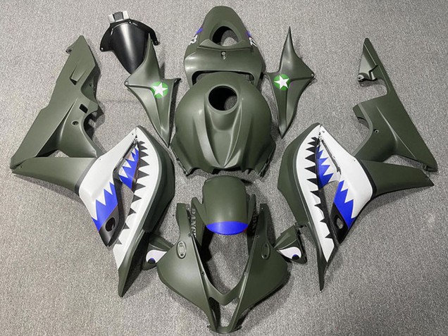 Lojas Carenagens Moto Honda CBR600RR 2007-2008 - Verde Exército Branco Azul Tubarão