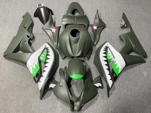 Lojas Carenagens Moto Honda CBR600RR 2007-2008 - Verde Exército Branco Verde Tubarão