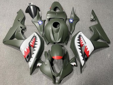 Lojas Carenagens Moto Honda CBR600RR 2007-2008 - Verde Exército Branco Vermelho Tubarão