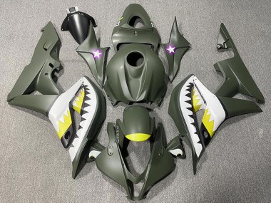 Lojas Carenagens Moto Honda CBR600RR 2007-2008 - Verde Exército Branco Amarelo Tubarão
