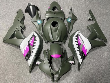 Lojas Carenagens Moto Honda CBR600RR 2007-2008 - Verde Exército Branco Rosa Tubarão