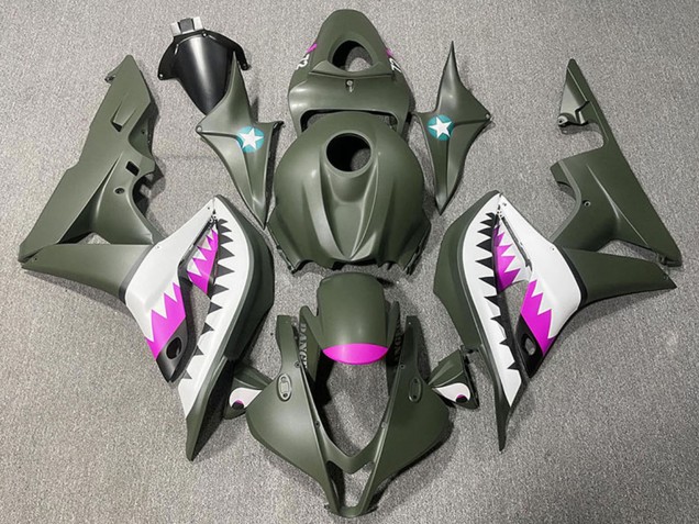 Lojas Carenagens Moto Honda CBR600RR 2007-2008 - Verde Exército Branco Rosa Tubarão