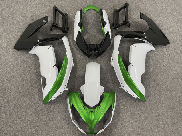 Lojas Carenagens Moto Kawasaki Ninja 650R 2009-2011 - Branco Verde Preto Fosco