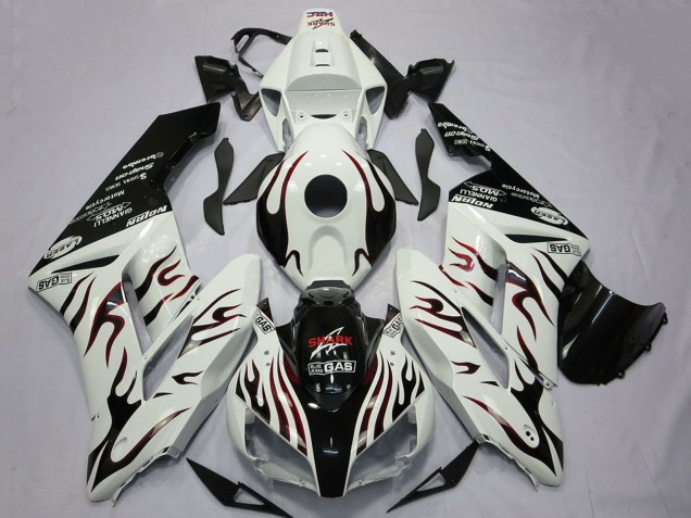 Lojas Carenagens Moto Honda CBR1000RR 2004-2005 - Branco Preto Brilhante Vermelho Chama