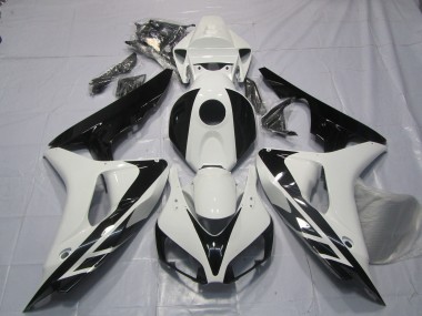Lojas Carenagens Moto Honda CBR1000RR 2006-2007 - Branco Preto Brilhante OEM Estilo No Decalques