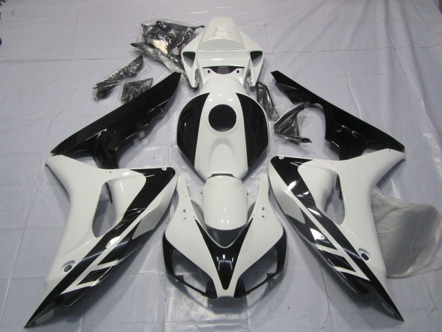 Lojas Carenagens Moto Honda CBR1000RR 2006-2007 - Branco Preto Brilhante OEM Estilo No Decalques